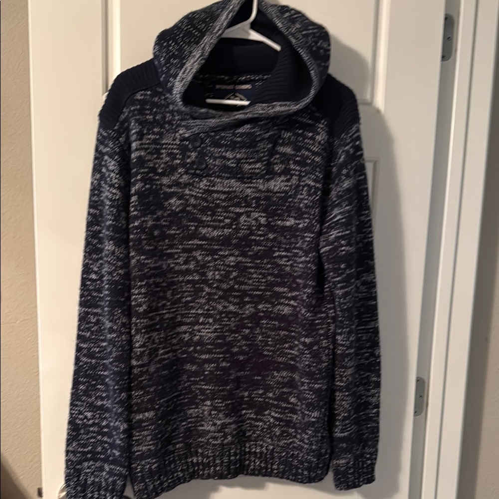 Blue Turtleneck Sweater with Knit Texture